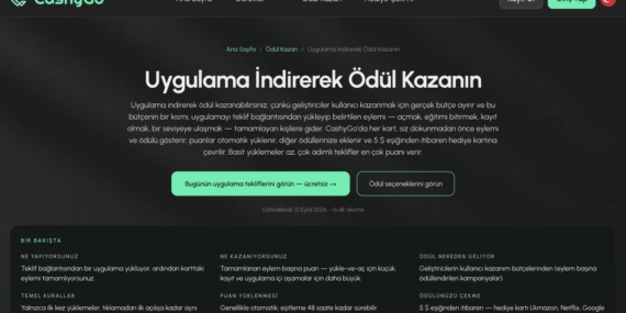 CashyGo uygulama teklifleri sayfası ekran görüntüsü