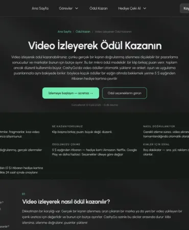 CashyGo video görevleri sayfası ekran görüntüsü